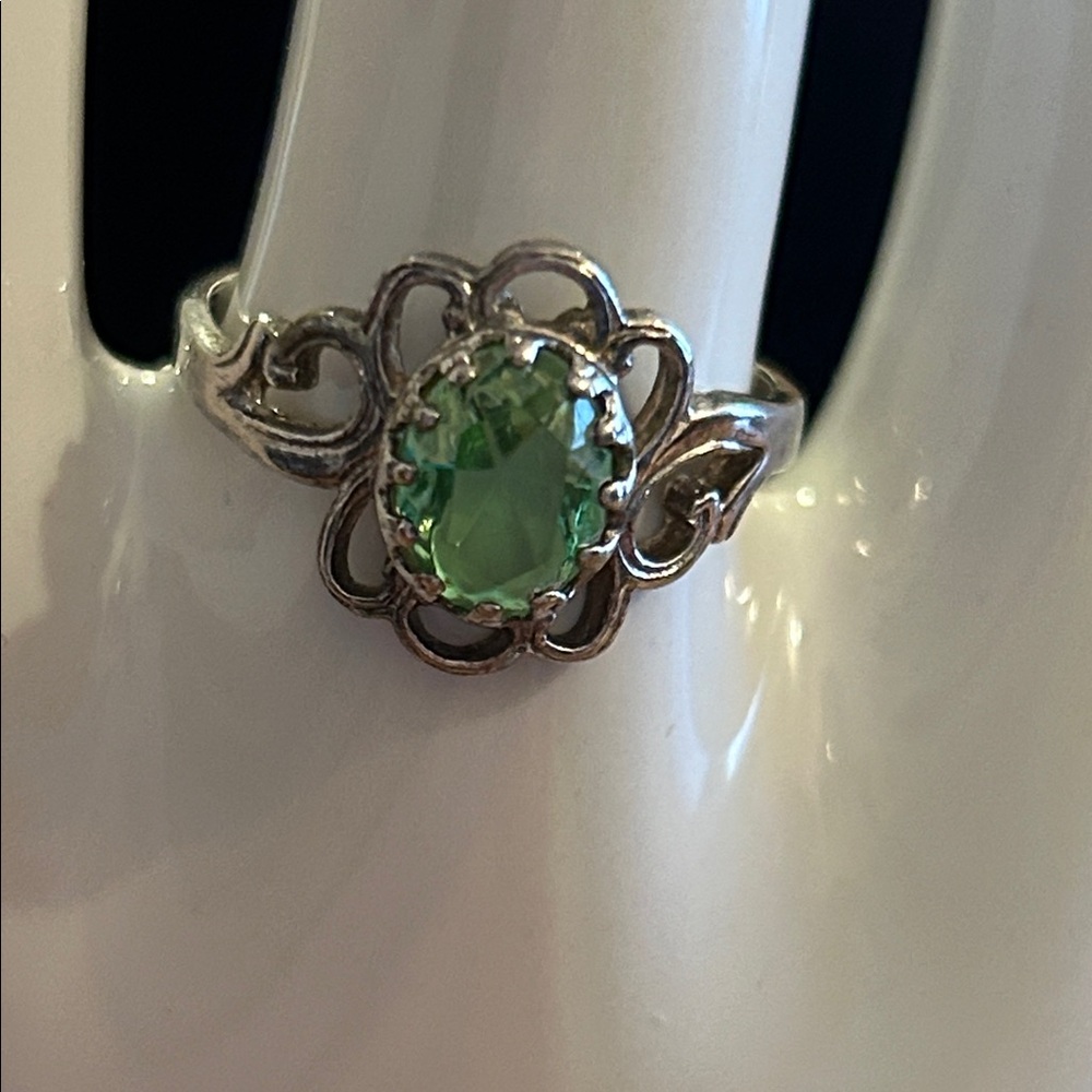 Sterling Silver Ring with Green Gemstone